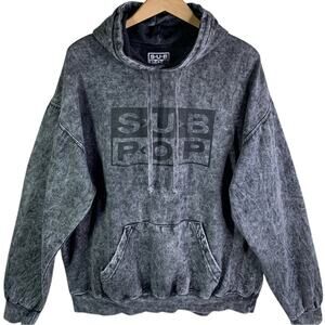 Sub Pop Records Hoodie XL Seattle Music Grunge Alternative Acid Wash Unisex